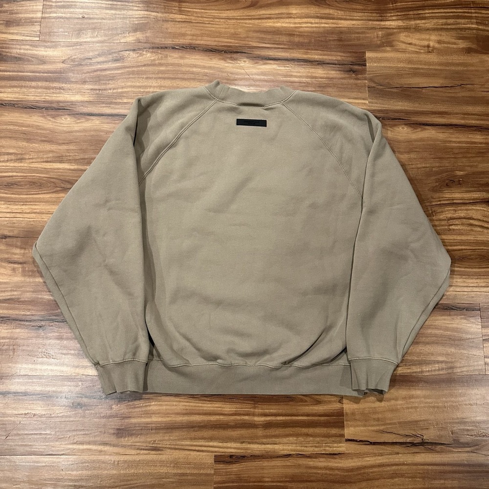 Fear Of God Essentials Sweatshirt Mens Large Beige Fleece Crewneck Pullover Logo - Picture 8 of 12